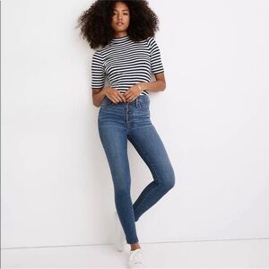Madewell Petite 10" High-Rise Skinny Jeans in Dewitt: Button-Front TENCEL Denim